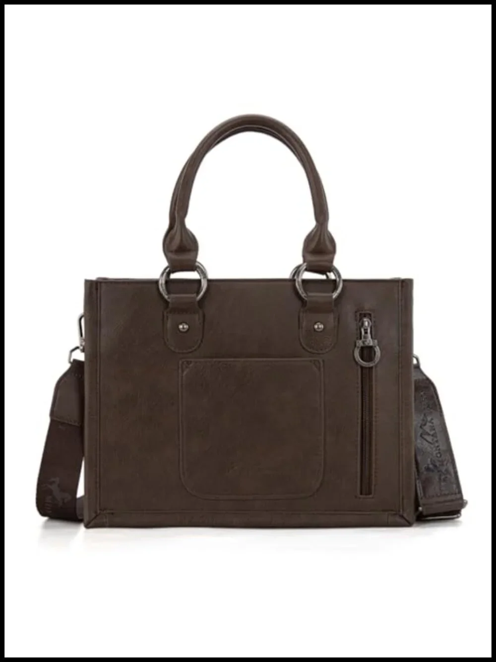 Western Tooled Handbag Tote Crossbody with Concho